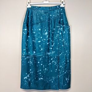 Custom Splatter Leather Pencil Skirt
